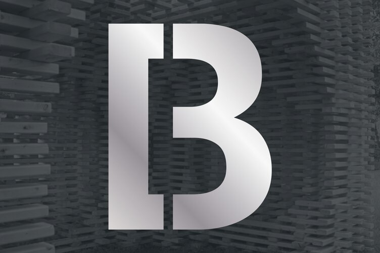 BECK B logo in silver
